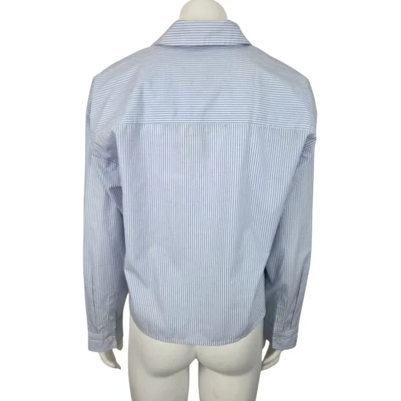 Abercrombie Oversized Cropped Poplin Dress Shirt NEW Womens Medium Blue White - Picture 4 of 11